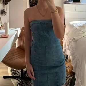 strapless denim dress